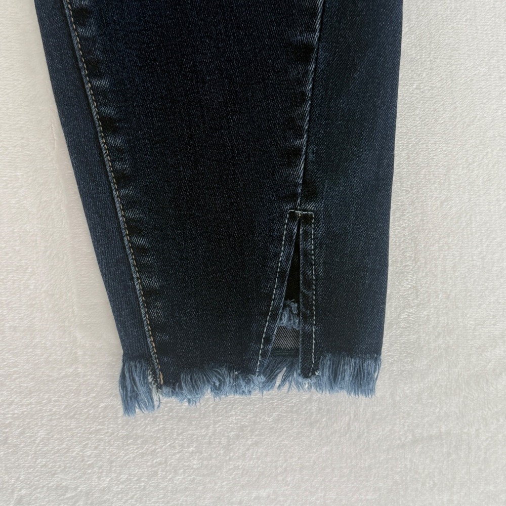 Kancan High Rise Skinny Jeans Womens XL Dark Blue Distressed Frayed Hem - Picture 6 of 9